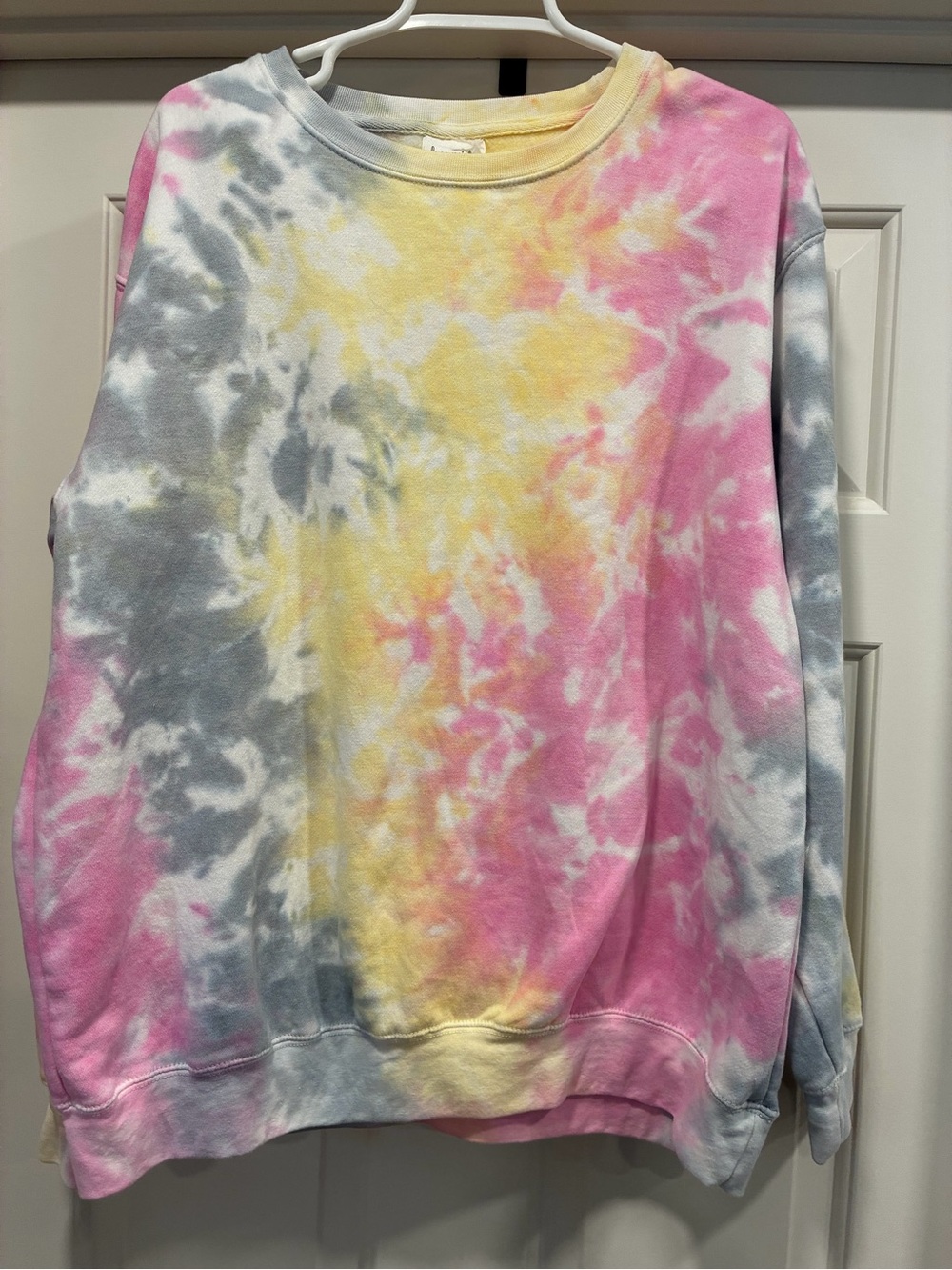 Tie-Dye Crewneck Sweatshirt - Pink, Yellow & Gray